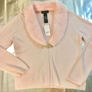 New York & Company Detachable Faux Fur Cardigan